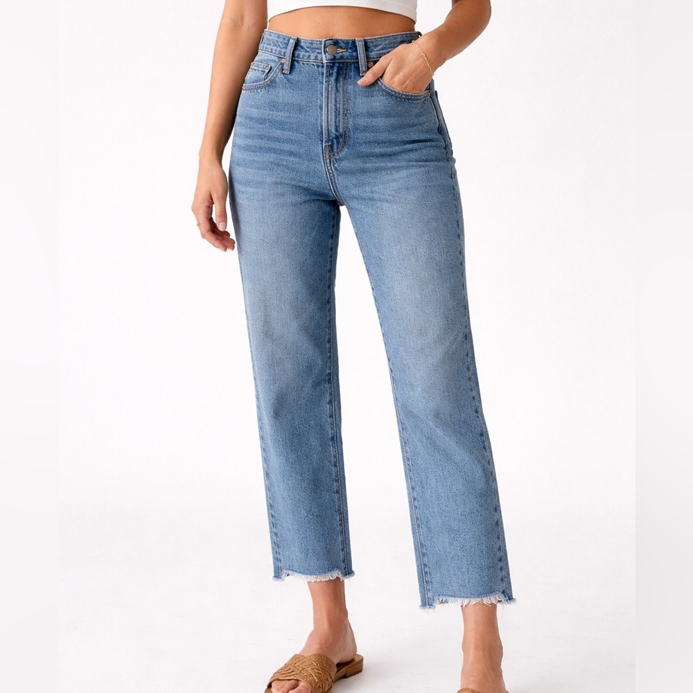 Mango Light Blue Straight Leg Jeans Sz 2 (28x24)
